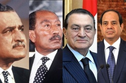 السيسي ورؤساء مصر العسكريون السابقون عبدالناصر والسادات ومبارك.jpg